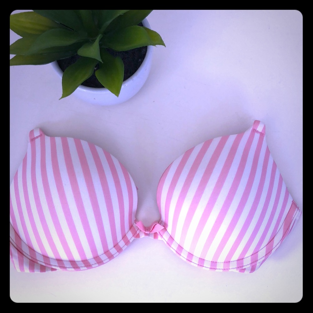 VS push-up bra 32B. Pink and white stripes